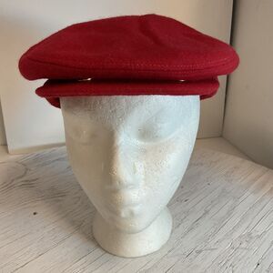 Century Red Newsboy Wool Nylon 7-7 1/8 Cap Hat Ear Flap GnuFashion